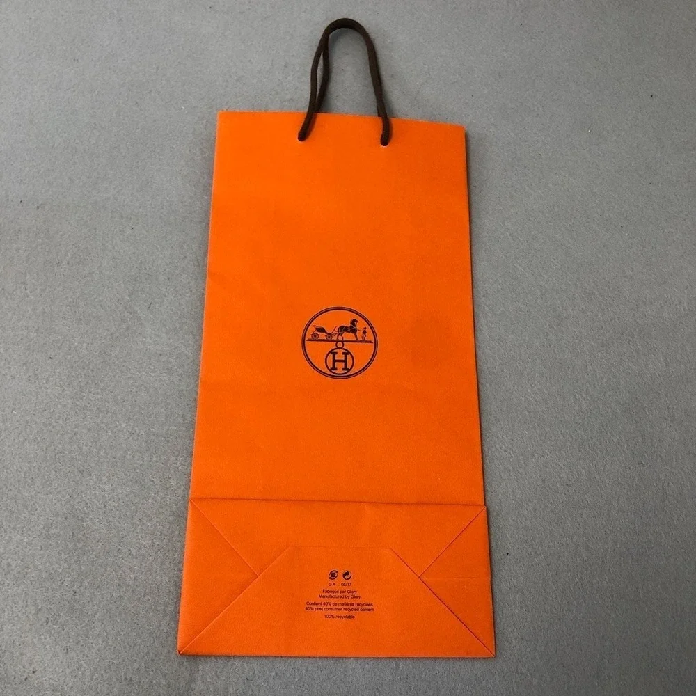 Hermes Authentic Orange‎ Paper Shopping Bag Gift Small Rectangle 16x8.5x3.75